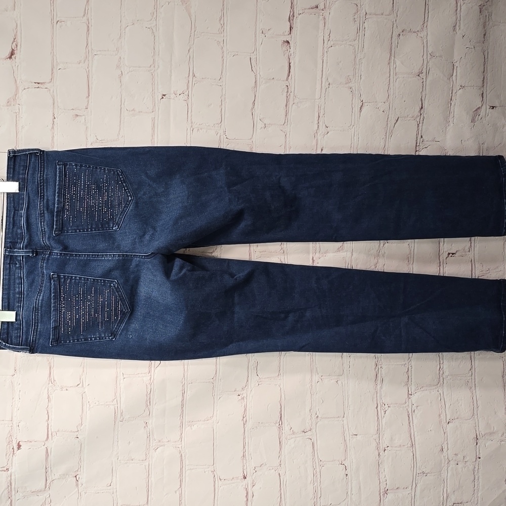 NYDJ Marilyn Straight Jeans Style# MDNAMS2678 Lift Tuck Studded Womens Size 8 - Picture 5 of 15